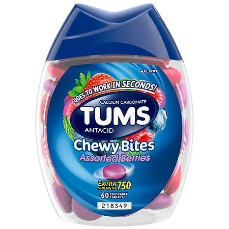 Tums Chewy Bites Extra Strength Antacid Assorted Berry 60ct
