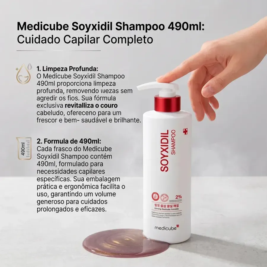 Medicube Soyxidil Shampoo 490ml Para Cuidado Capilar Profundo E Limpeza Diaria Dos Fios Pmekr57001r04 — foto 2
