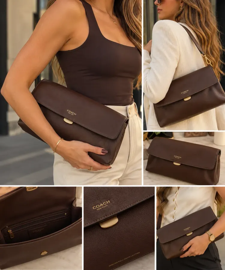 Bolsa coach shoulder bag marrom