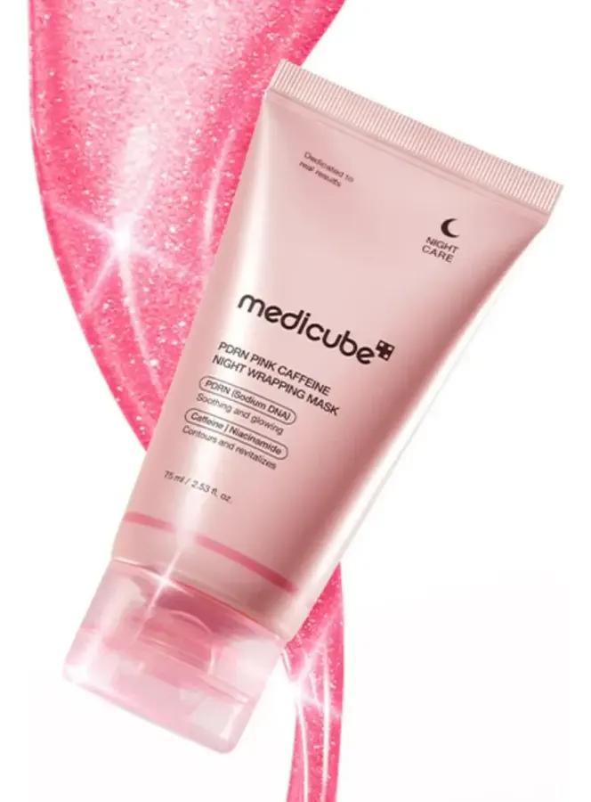 Máscara noturna de envolvimento com cafeína rosa PDRN Medicube 75ml — foto 2