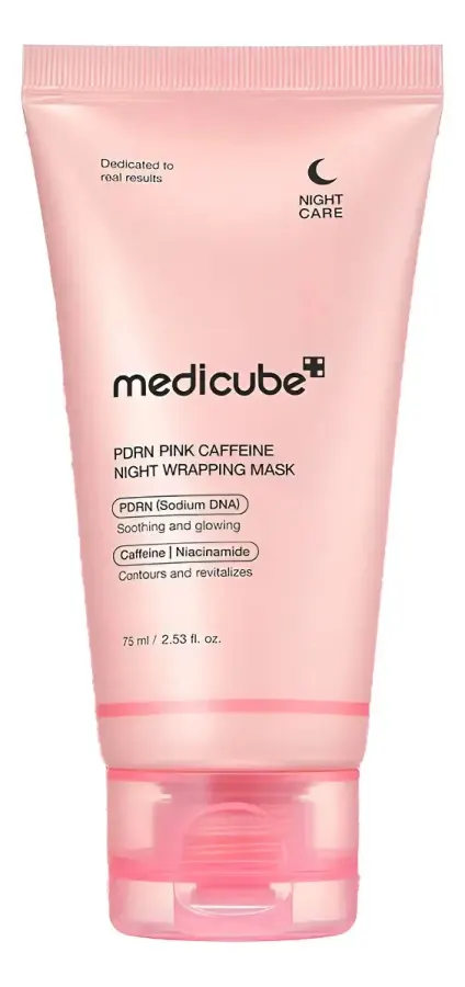 Máscara noturna de envolvimento com cafeína rosa PDRN Medicube 75ml