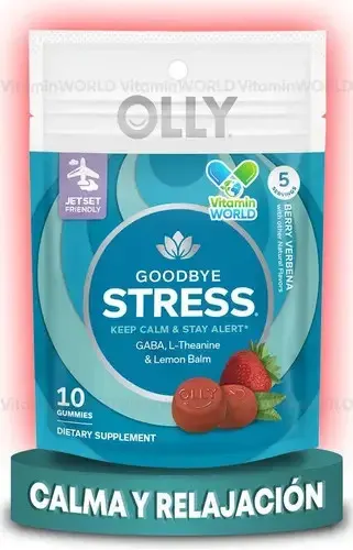 10 gomas Olly Adios Estrés Gaba L-Theanine Keep Calm Stress, sabor de frutas vermelhas