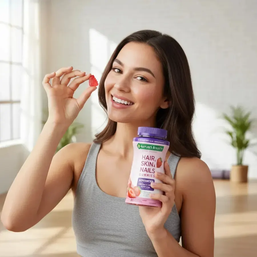 Nature's Bounty Biotina Hair Skin And Nails Gummies Morango — foto 3