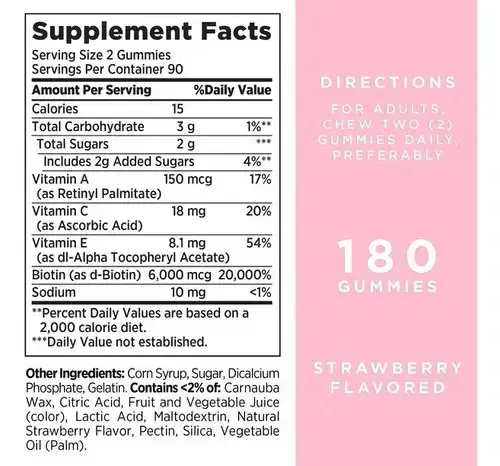 Nature's Bounty Biotina Hair Skin And Nails Gummies Morango — foto 2