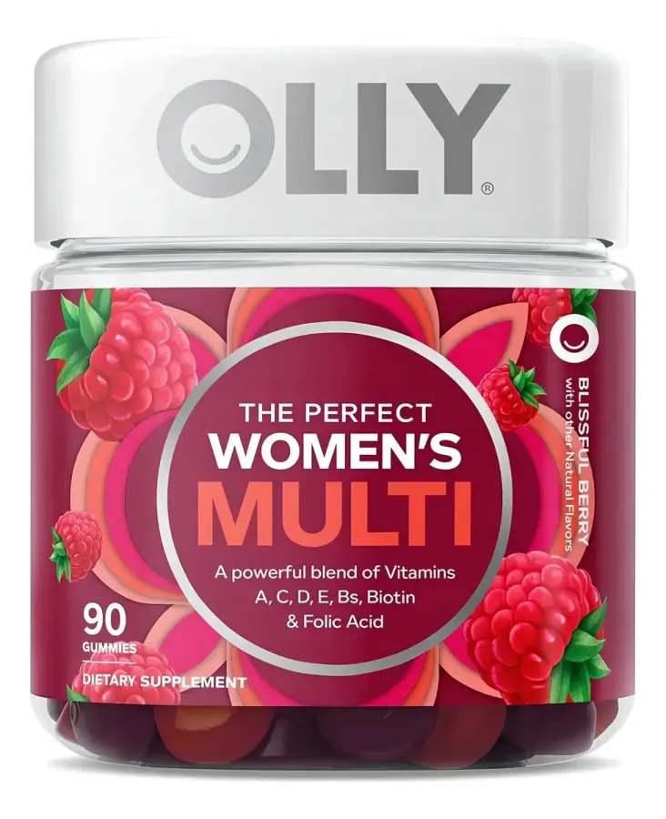 Multivitamínico Gummy Olly, Vitaminas Femininas A, D, C, E, Morango