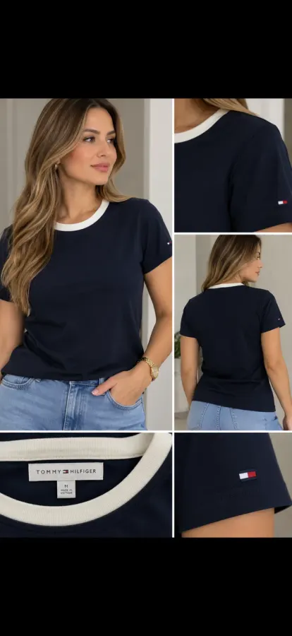 Blusa Tommy Hilfiger feminina gola com detalhe