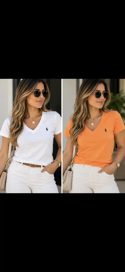 Blusa polo ralph Lauren fem gola V