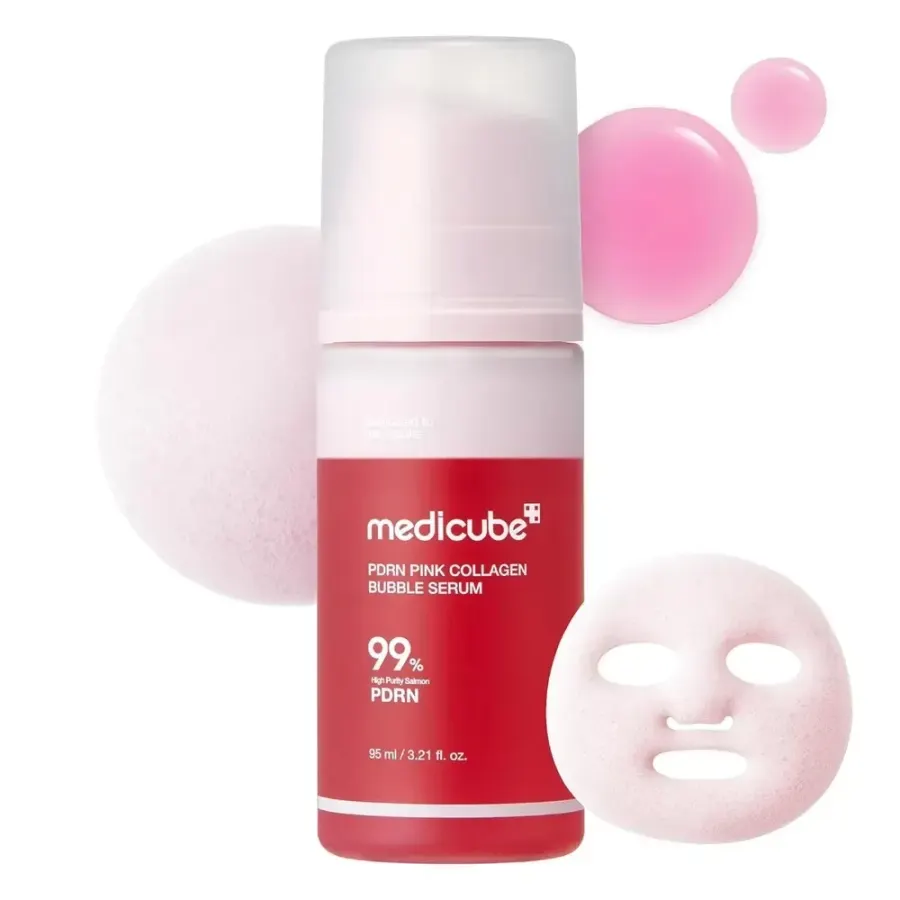 Sérum Facial Medicube PDRN Pink Collagen Bubble de 95ml para Hidratar a Pele